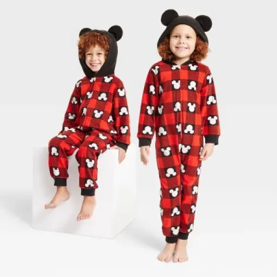 Kids' Disney 100 Mickey Mouse Buffalo Plaid Wearable Blanket - Red image {3}