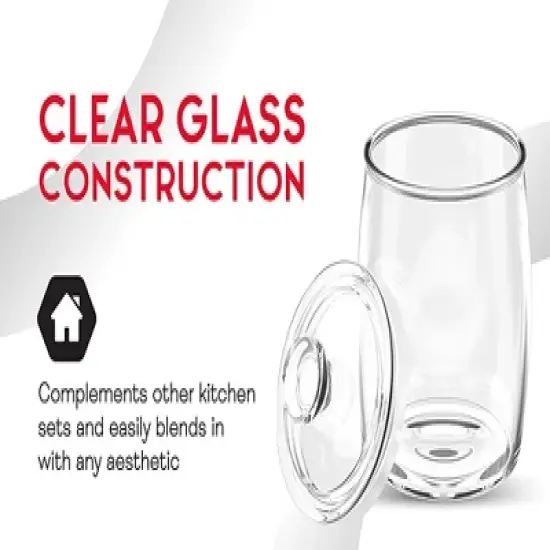 Amici Home Arlo Collection Glass Canister Cookie Jar, Food Safe, Push Top Lid and Plastic Gasket image {5}