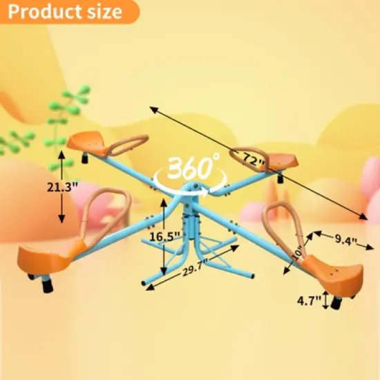 Dexmalle Kids Spinning 4-Seat Outdoor Seesaw and Spin Teeter Totter image {7}