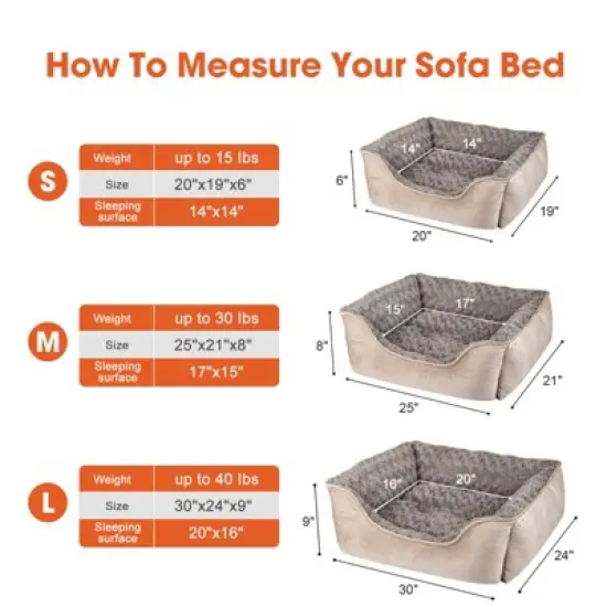 JOEJOY Rectangle Dog Bed,Sleeping Sofa Non-Slip Bottom Breathable Soft Puppy Bed Durable Orthopedic Calming Pet Cuddler image {1}