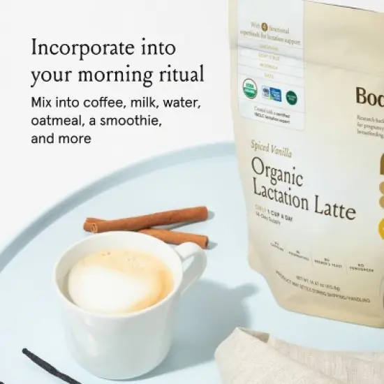 Bodily Organic Vegan Lactation Latte Powder, Lactation Support for Breastfeeding - Spiced Vanilla - 14.67oz image {8}