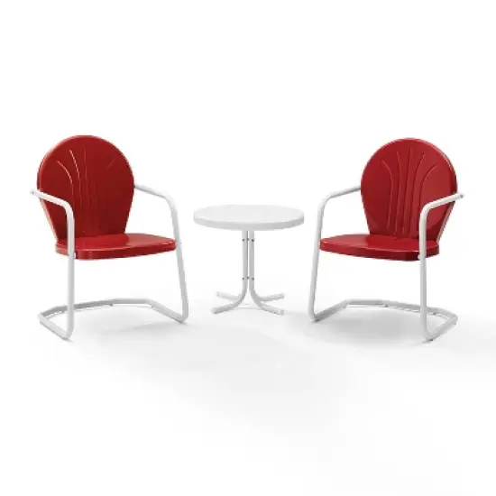 Griffith 3pc Metal Conversation Seating Set - Red - Crosley image {2}