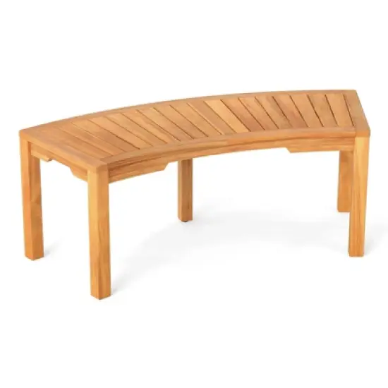 Costway 1/2/4 PCS Outdoor Curved Bench with Slatted Seat Wrap Around Tree Bench 2-Person Seating image {1}