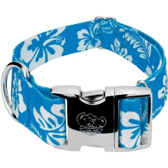 Country Brook Petz 1 1/2 Inch Premium Blue Hawaiian Dog Collar image {5}