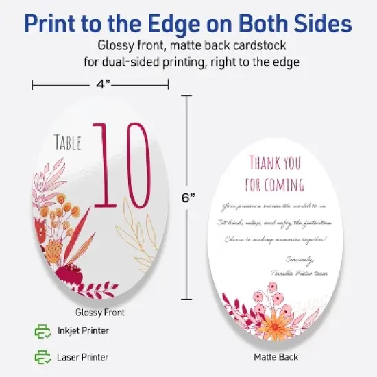 Avery Oval Flat Cards, 4" x 6", Glossy White, 100 Total image {5}