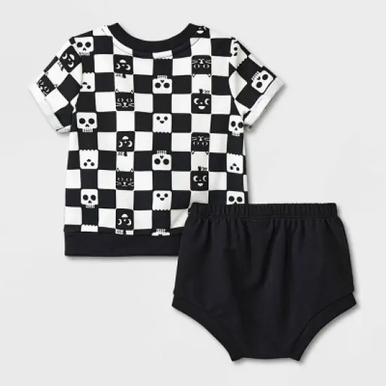 Baby 2pc Checkered Sweatshirt & Bottom Set - Cat & Jack&trade; Black image {1}