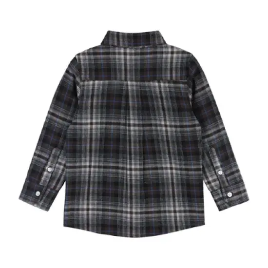 Andy & Evan  Toddler Browns & Blue Plaid Flannel Buttondown image {1}