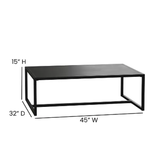 Flash Furniture Brock Outdoor Patio Coffee Table Commercial Grade Black Coffee Table for Deck, Porch, or Poolside - Steel Square Leg Frame image {4}