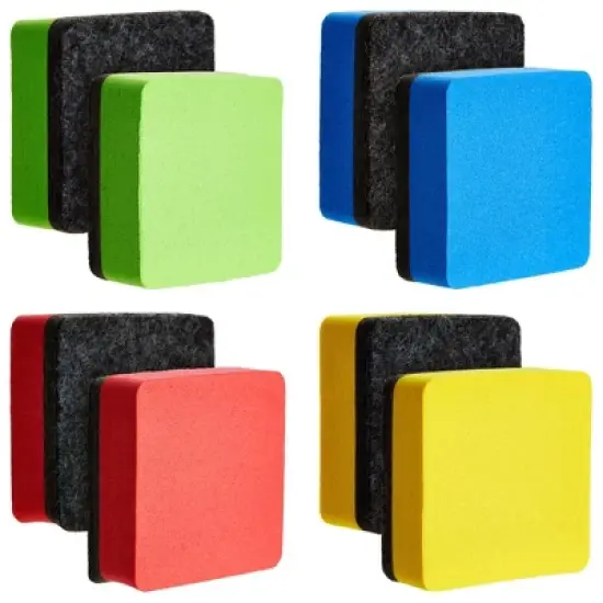 Juvale 24 Pack Magnetic Mini Dry Erase Erasers for Classroom, Whiteboard 4 Colors, 1.96 x .74 In image {6}