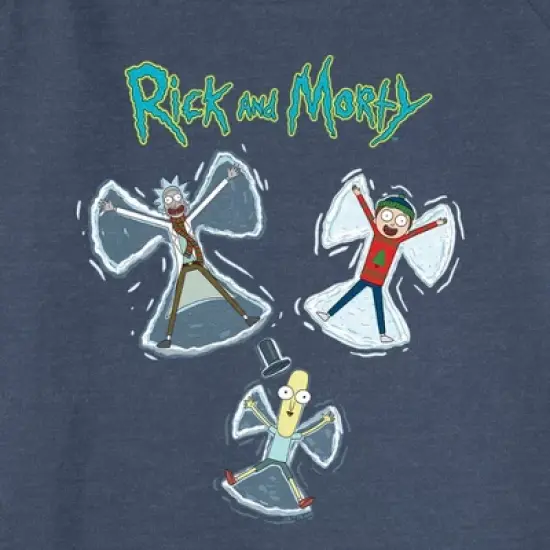 Junior's Rick and Morty Christmas Snow Angels Sweatshirt image {1}