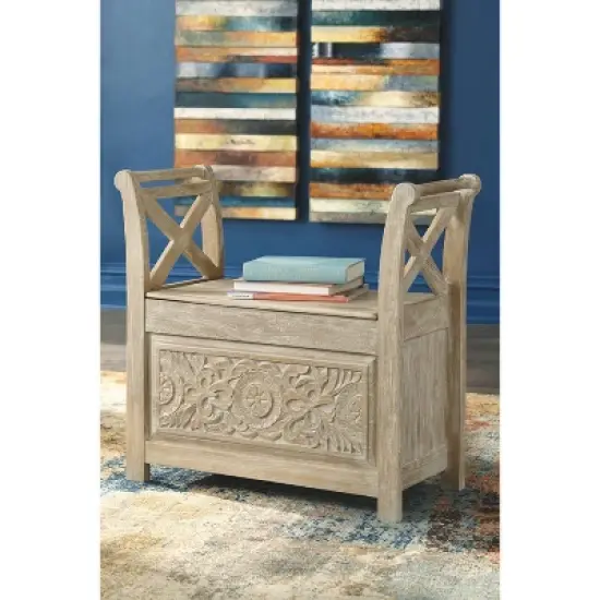 Fossil Ridge Accent Bench Whitewash - Signature Design by Ashley image {1}
