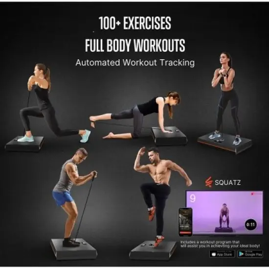 SQUATZ Pluto Board Compact Smart Workout System - Multifunctional Home Fitness Device with Resistance Training & App Connectivity image {4}