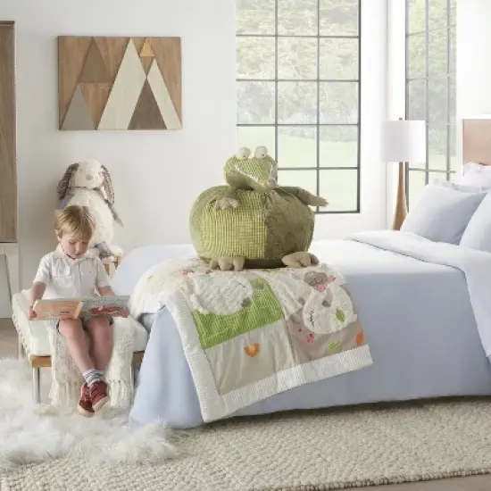 Mina Victory Crocodile Pouf Green 18" x 18" Stuffed Animal image {1}