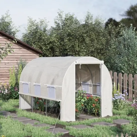 Outsunny 10' x 7' x 7' Walk-in Tunnel Greenhouse w/ PE Cover Windows image {1}