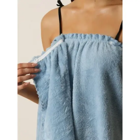 cheibear Womens Spa Towels Snap Closure Camisole Towel Wrap Bathrobe image {4}