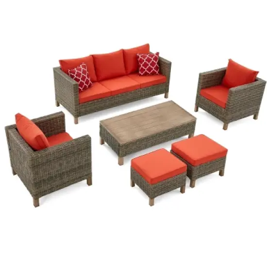 6 Piece Conversation Patio Set with Cushions and Coffee Table image {12}