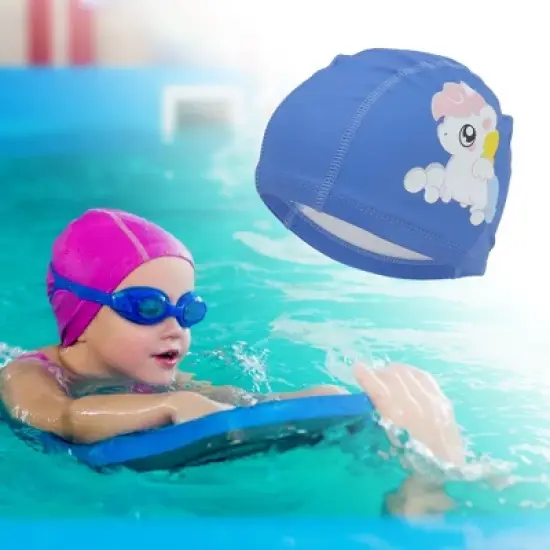 Unique Bargains Kid's Knitted PU Cartoon Horse Swim Cap 1 Pc image {1}