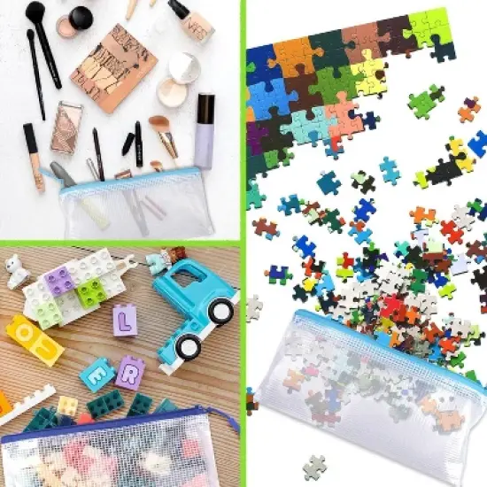 48 Pack Mesh Zipper Pouch Bags - Small, Clear Pencil Pouch Bulk, Travel Storage image {3}