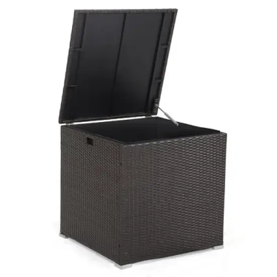 Costway  72 Gallon Patio Rattan Wicker Storage Deck Box Container with Liner Garden image {9}