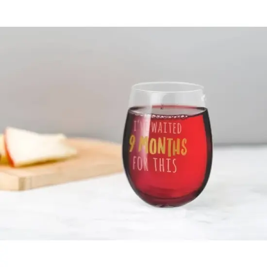 Pearhead Wine Glass - I've Waited 9 Months for This Motherhood - 16oz image {1}