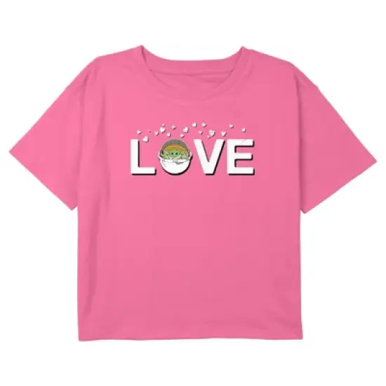 Girl's Star Wars: The Mandalorian Grogu Love Bassinet Crop T-Shirt image {2}
