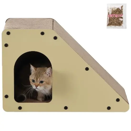 THE LICKER STORE Kento Minimalist Cardboard Angled Cat Cave Scratcher with Catnip image {7}
