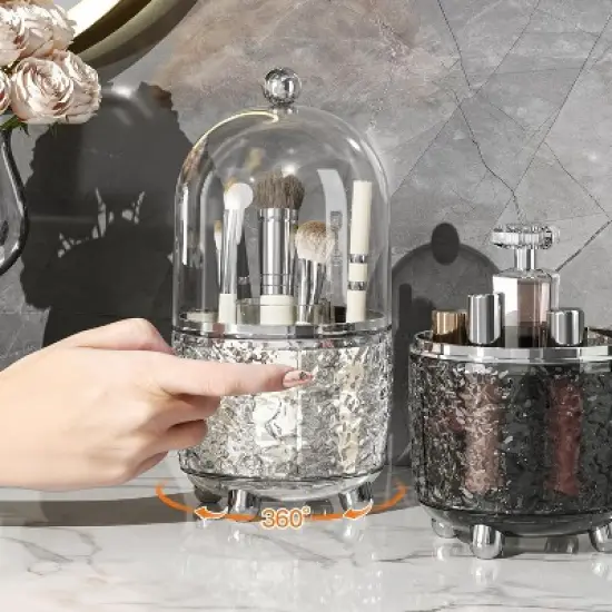 Aghana Digitals Rotating Makeup Organizer with Dustproof Cover - Large Capacity PP Storage Box for image {2}