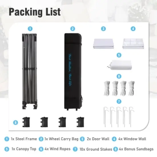 Captiva Designs 10x15 Pop Up Outdoor Commercial Heavy Duty Party Tent, White image {13}