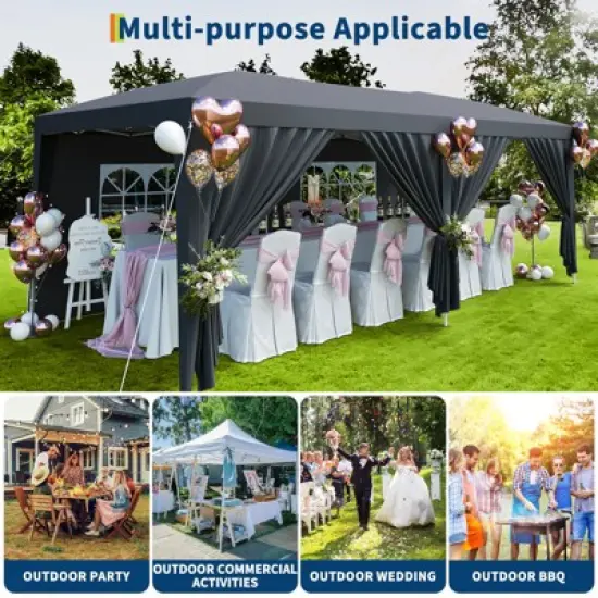 10x20 Heavy Duty Pop Up Canopy Tent with 6 Removable Sidewalls, Easy Up Commercial Canopy Tents for Parties image {6}