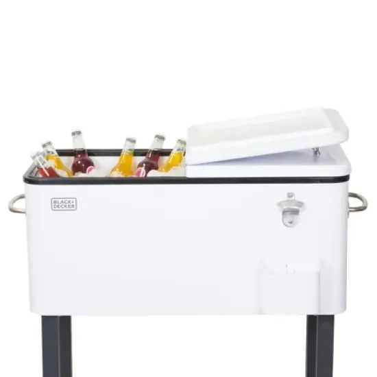 BLACK+DECKER Mobile Cooler Cart, 20-Gallon Capacity, White image {2}
