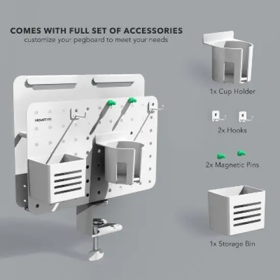 Mount-It! 360 Degree Rotating Pegboard and Organizer with Accessories image {7}