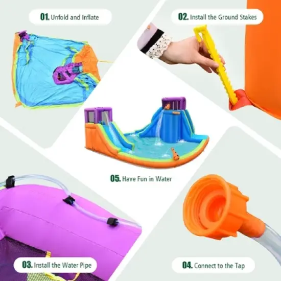 Costway 6 in 1 Inflatable Dual Slide Water Park Climbing Bouncer image {6}