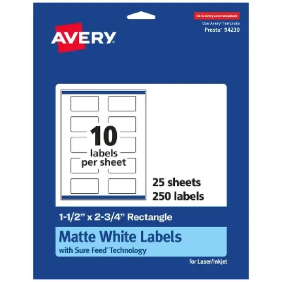 Avery Matte White Rectangle Labels, 1.5" x 2.75" image {8}