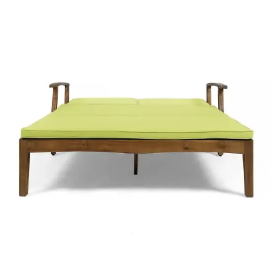 GDFStudio Abena Outdoor Acacia Wood Double Adjustable Chaise Lounge with Cushions image {13}