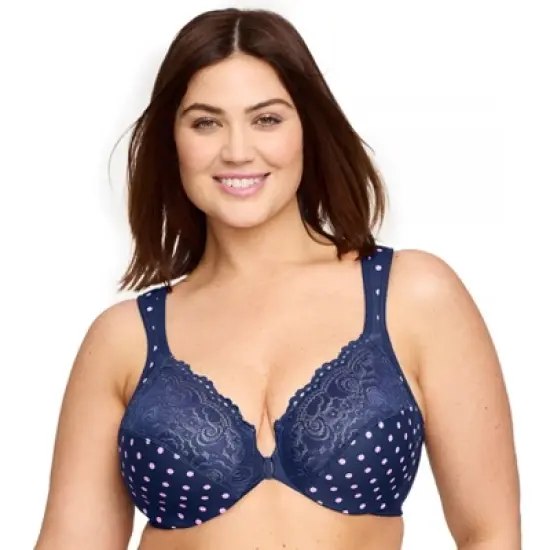 Glamorise Womens WonderWire Front-Closure Underwire Bra 1245 Navy Print image {5}