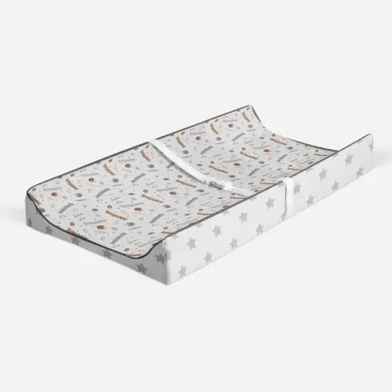 Bacati - Football Brown/Gray Muslin Changing Pad Cover image {2}