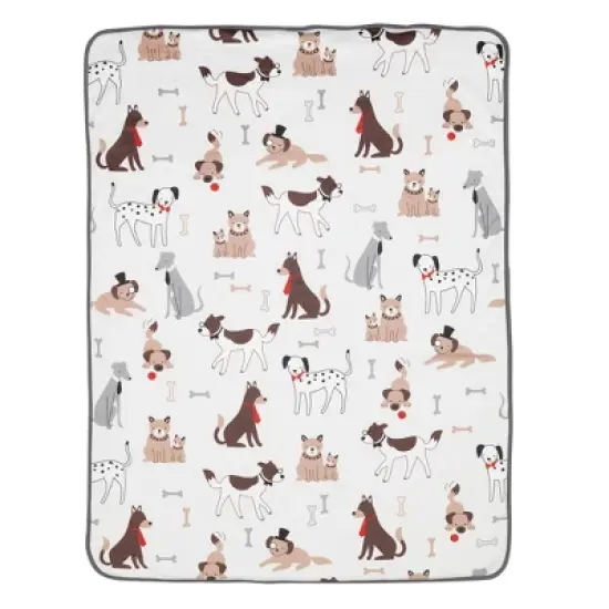 Lambs & Ivy Bow Wow Baby Blanket - Gray, Animals, Puppy image {1}