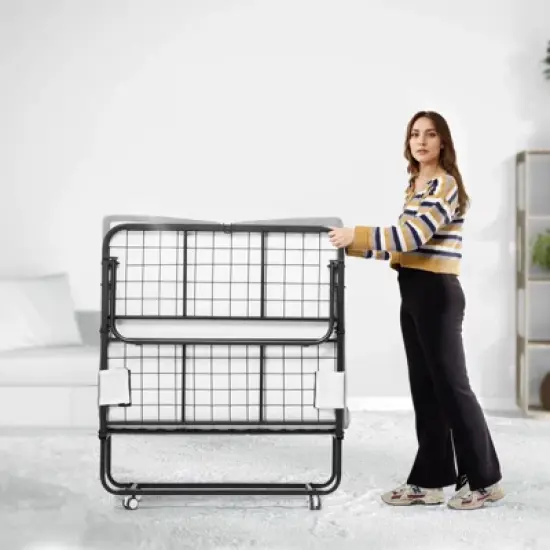 VEVOR Rollaway Bed, 38 in x 75 in Folding Bed with 5 in Mattress, Twin Size Foldable Bed with Sturdy Metal Frame & Memory Foam Mattress image {1}
