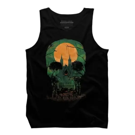 Men's Design By Humans Skull Grave By designpro44 Tank Top image {4}