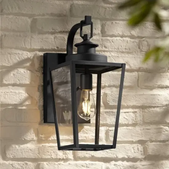 Possini Euro Design Ackerly Modern Outdoor Wall Light Fixture Textured Black 17 1/4" Clear Glass for Post Exterior Barn Deck House Porch Yard Patio image {6}