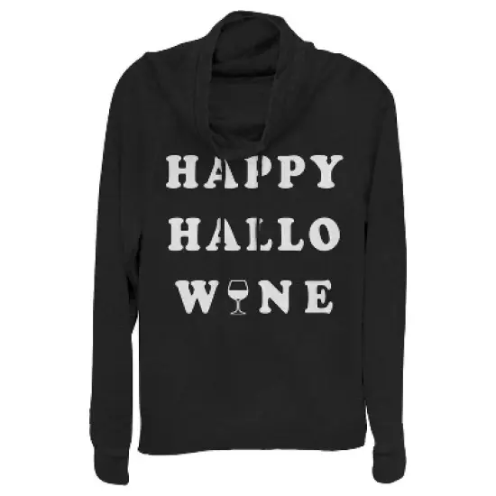 CHIN UP Halloween Happy Wine Cowl Neck Sweatshirt image {2}
