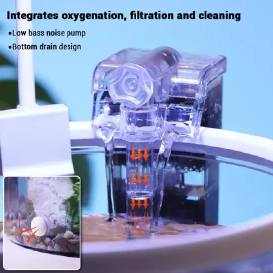 Small Fish Tank, 1.3 Gallon Betta Aquarium Starter Kit with LED Light & Filter - Desktop Mini Aquarium for Betta Fish, Shrimp, Snails image {2}