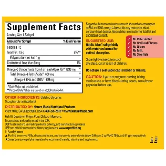 Nature Made Fish Oil Algae Blend Softgels - 60ct image {2}