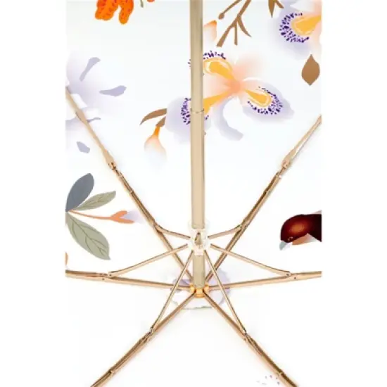 Clotth Folding Umbrella - Sunny and Rainy Dual-use Parasol, Lightweight Portable, Colored printed Double-purpose Sunshade, Golden - Early Spring image {4}