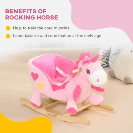 Cesicia Baby Rocking Horse, Ride on Unicorn with 32 Songs, Toddler Rocker Toy with Base Seat & Safety Belt for 1.5-3 Year Old, Pink image {7}