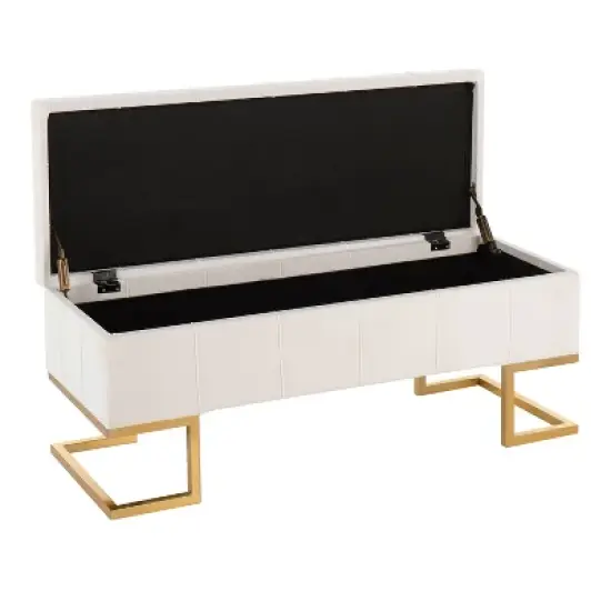 41" Midas Glam Storage Bench Steel/Velvet Gold/White - LumiSource image {1}