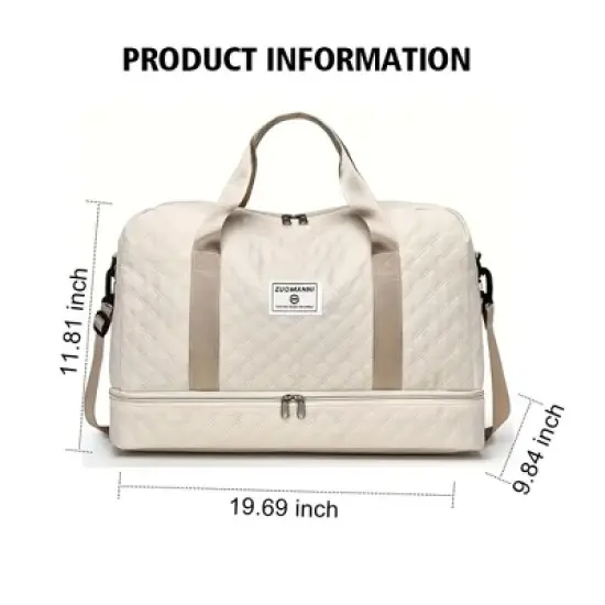 Luupatchy Three-dimensional Diamond Patterned Travel Bag, Dry Wet Separation , for Travel, Fitness Yoga, Weekend Tote Overnight Bag image {5}