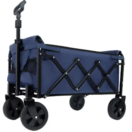 Expandable Dual-Layer Utility Wagon with 100% Extra Space - Grocery CartSupports 225lbs, Dark Blue image {1}