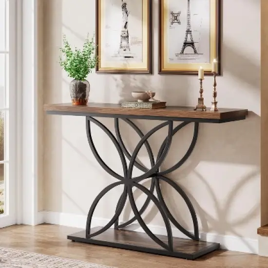 Tribesigns 47" Console Table Sofa Table with Unique Butterfly Metal Base, Foyer Accent Table for Living Room, Entryway, Hallway image {7}