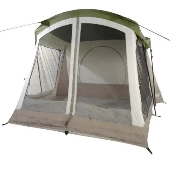 Wenzel Klondike 16' x 11' Large 8 Person 3 Season Outdoor Camping Tent with Screen Room, Mesh Roof, Windows and Reliable Stakes image {1}